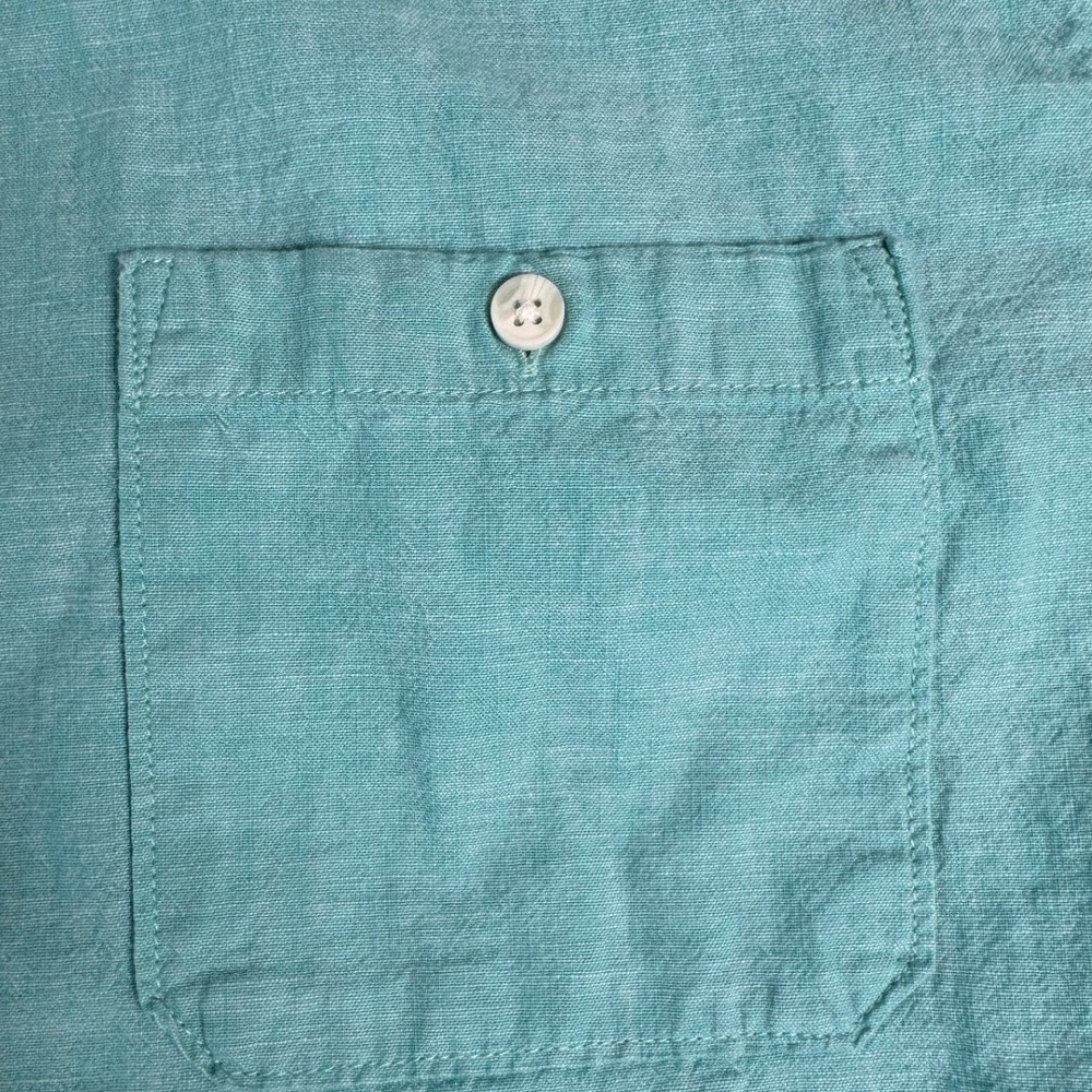 The Foundry Supply Co Young Mens XLT Aqua Short Sleeve Cotton Button Down Shirt - Picture 4 of 6